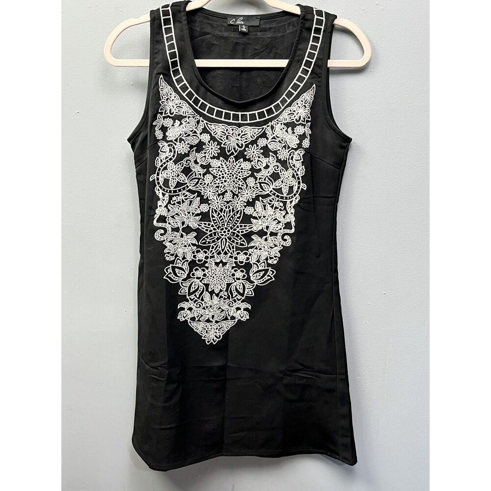 C‎ Luce Dress Womens size small sleeveless black embroidered floral stretch